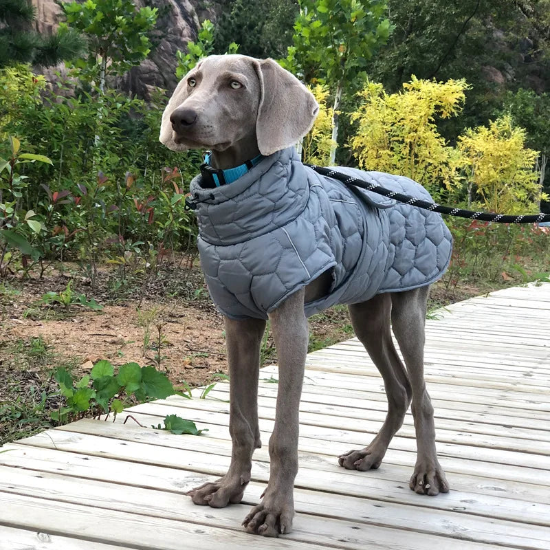 Dog Winter Coat Dog Cold Weather Coats Windproof Reflective Turtleneck Dog Vest with Harness Thick Fleece Lining Dog Jacket
