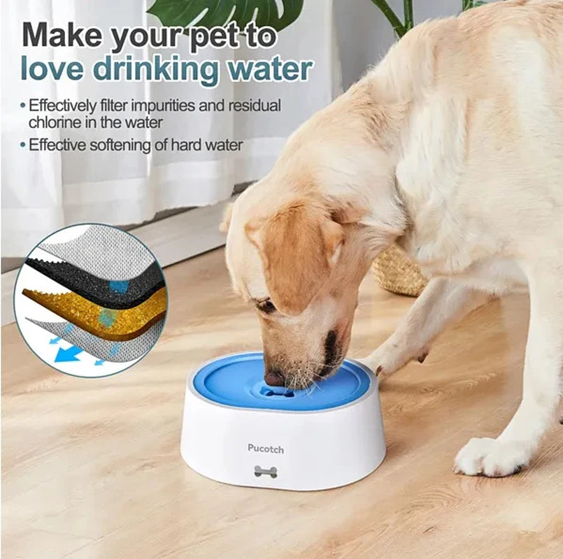 Anti-Overflow Slow Water Feeding Dog Water Bowl
