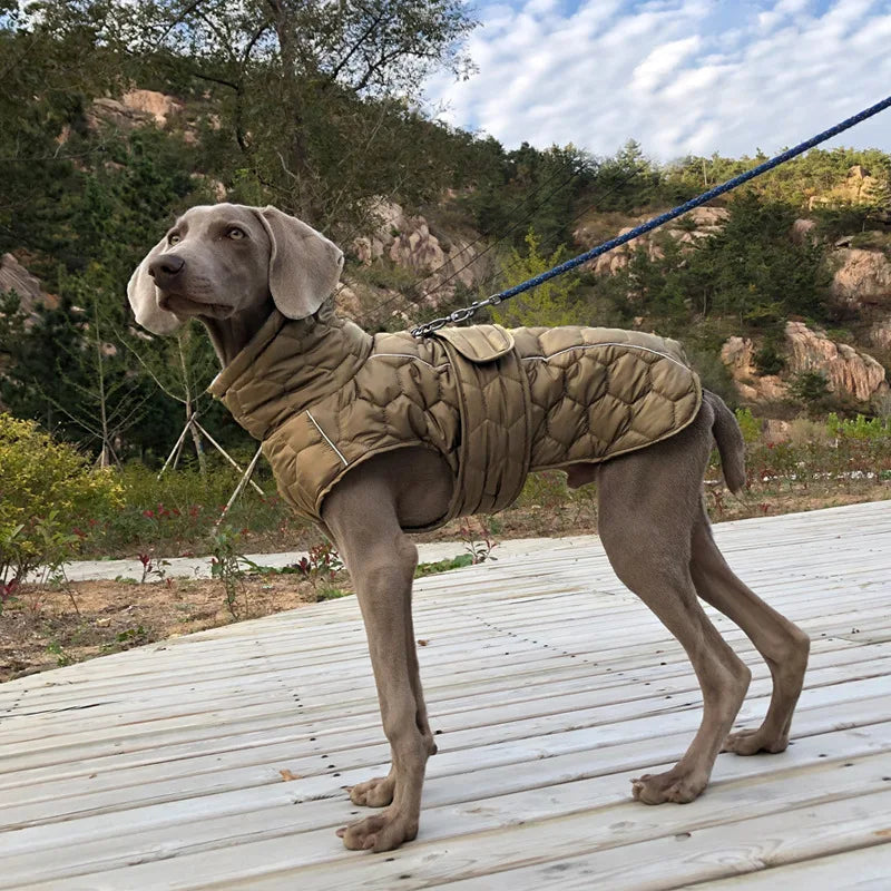 Dog Winter Coat Dog Cold Weather Coats Windproof Reflective Turtleneck Dog Vest with Harness Thick Fleece Lining Dog Jacket
