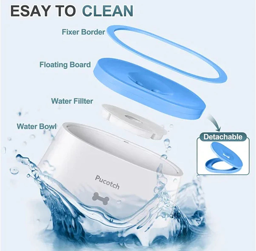 Anti-Overflow Slow Water Feeding Dog Water Bowl