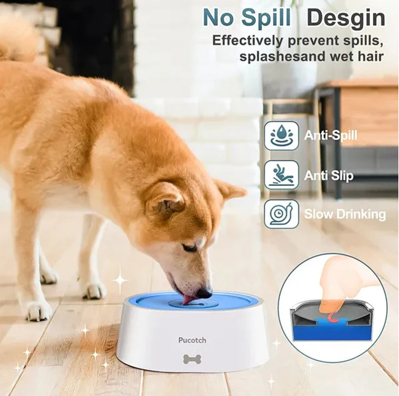 Anti-Overflow Slow Water Feeding Dog Water Bowl