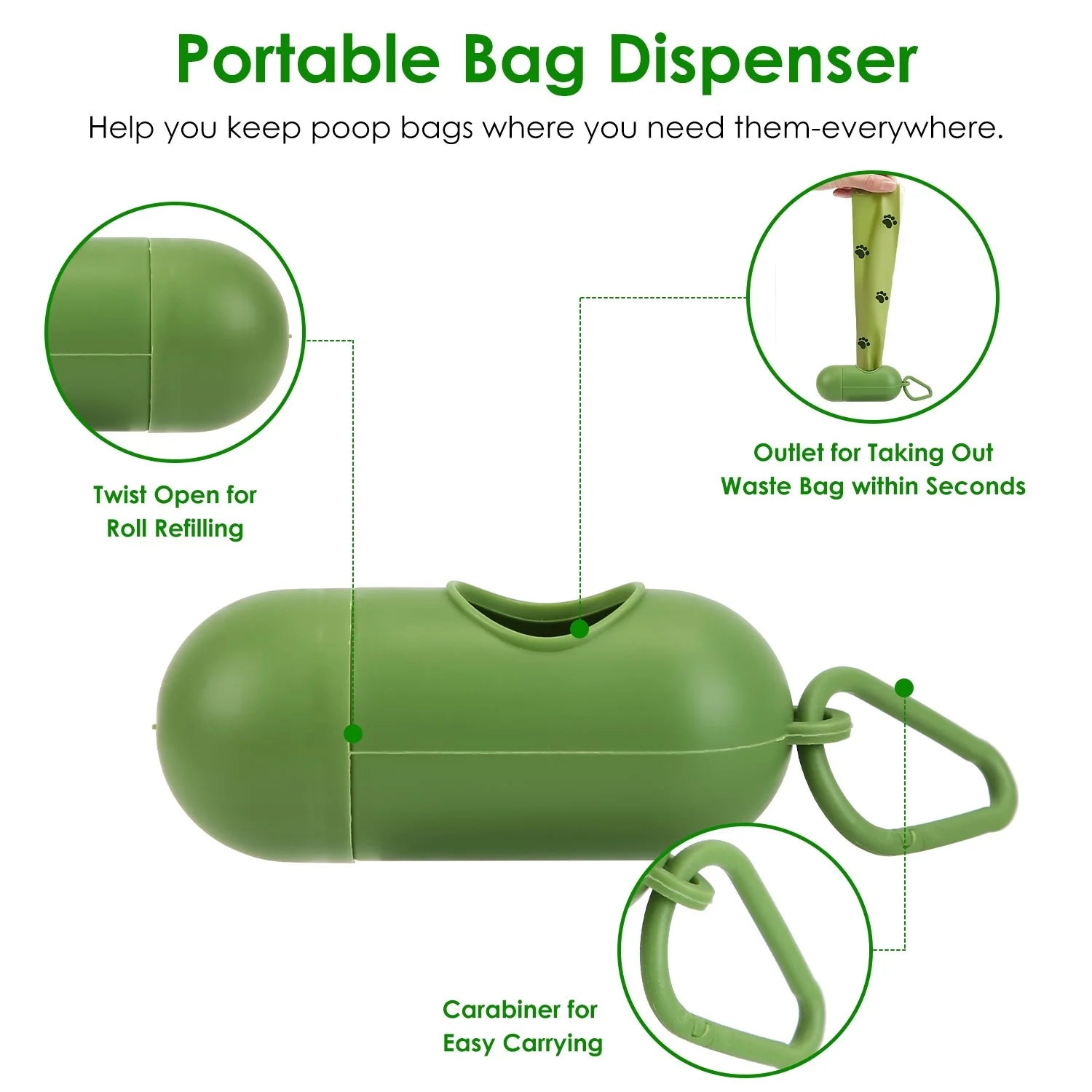 Dog Poop Shovel Tool Kit with Extra Long Handle and Waste Bag Dispenser